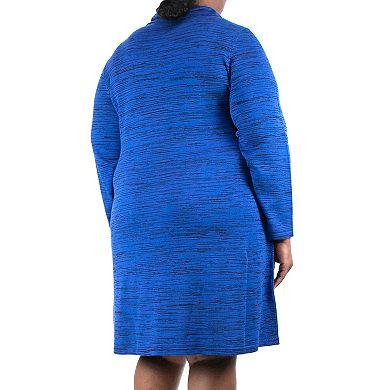 Plus Size Nina Leonard Space-Dye Cowlneck Sweater Dress