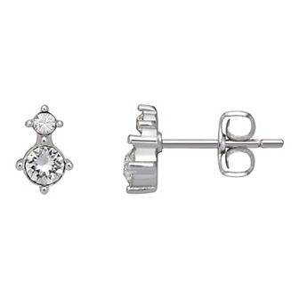 Brilliance Fine Silver-Plated Birthstone Crystal Stud Earrings