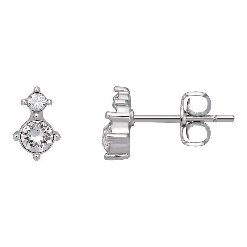 Brilliance Fine Silver-Plated Birthstone Crystal Stud Earrings, Womens, Wh