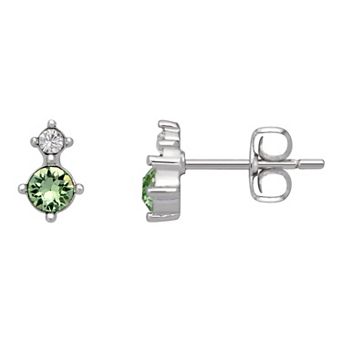 Brilliance Fine Silver-Plated Birthstone Crystal Stud Earrings