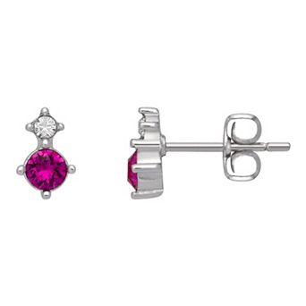 Brilliance Fine Silver-Plated Birthstone Crystal Stud Earrings