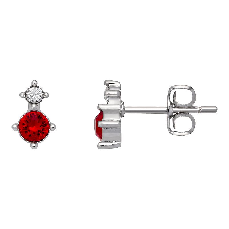 Brilliance Fine Silver-Plated Birthstone Crystal Stud Earrings, Womens, Re