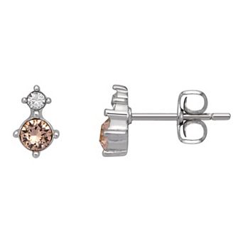 Brilliance Fine Silver-Plated Birthstone Crystal Stud Earrings