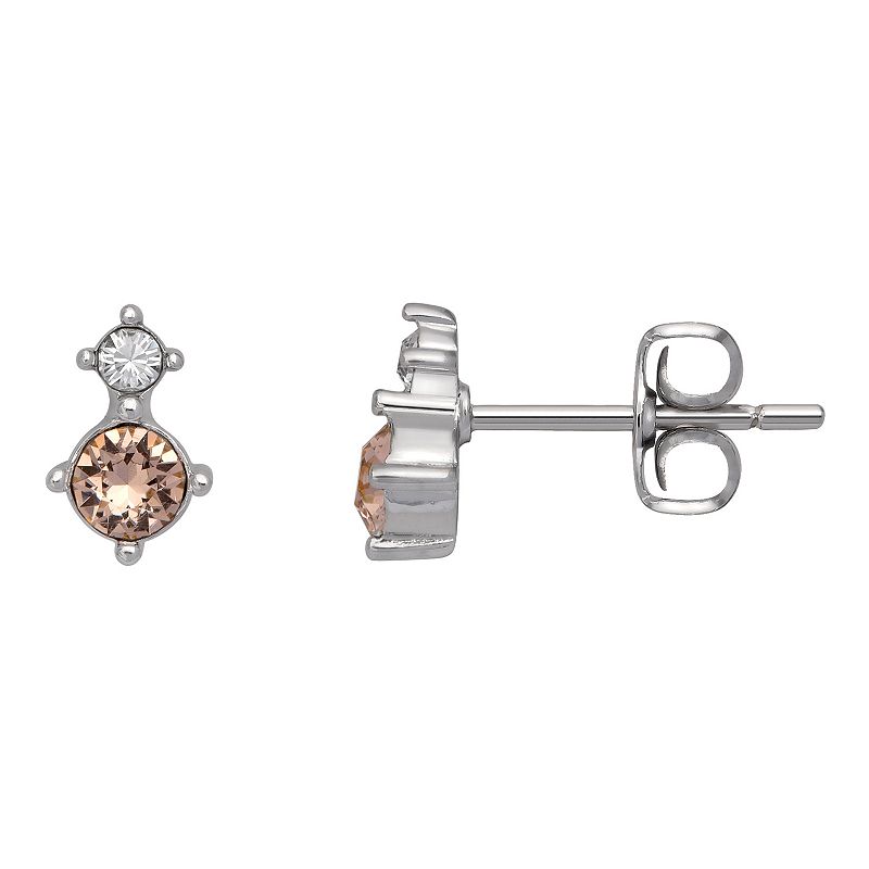 Brilliance Fine Silver-Plated Birthstone Crystal Stud Earrings, Womens, Or