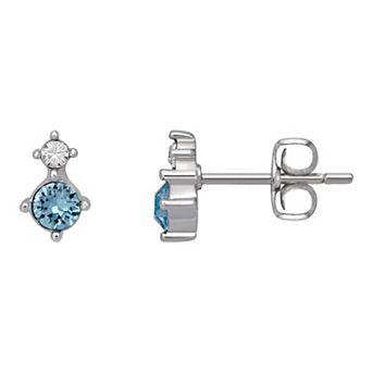 Brilliance Fine Silver-Plated Birthstone Crystal Stud Earrings