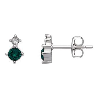 Brilliance Fine Silver-Plated Birthstone Crystal Stud Earrings