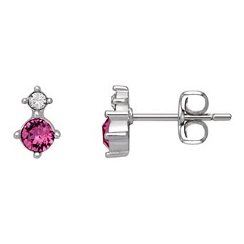 Brilliance Fine Silver-Plated Birthstone Crystal Stud Earrings