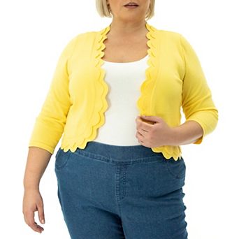 Plus Size Nina Leonard Scallop-Trim Bolero Cardigan