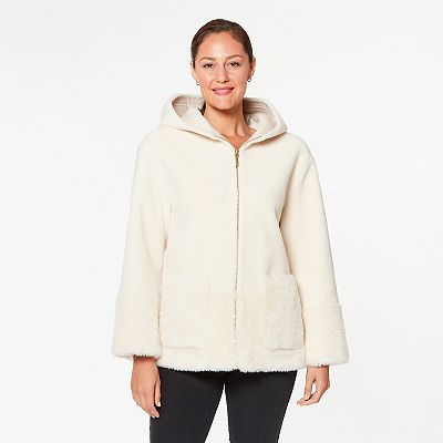 Koolaburra by UGG Women's Hooded Fuzzy Jacket Latte buy Tan Large NWT