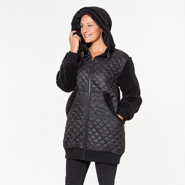 Women's Koolaburra by UGG Hooded Quilted & Sherpa Long Coat