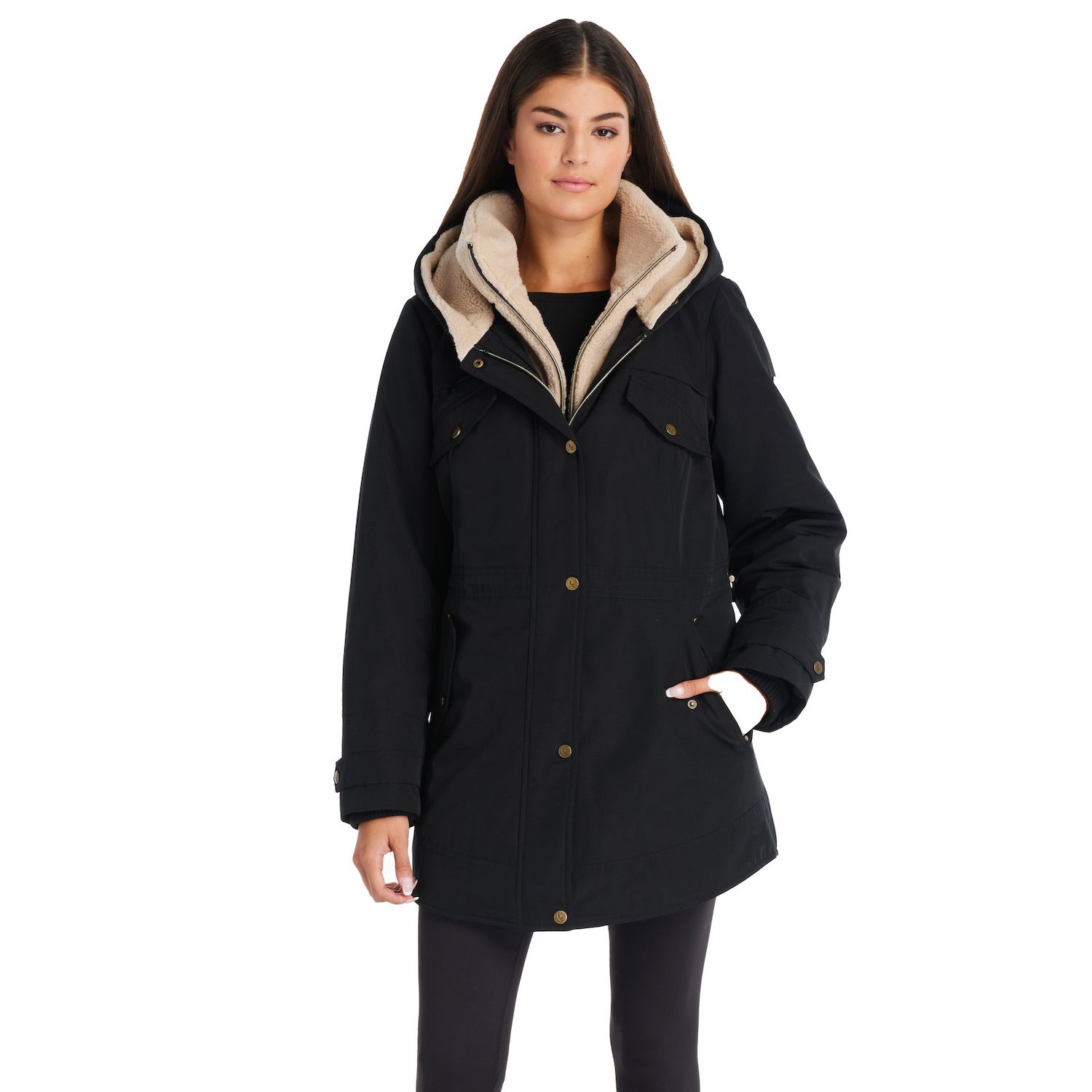 kohls black fur coat