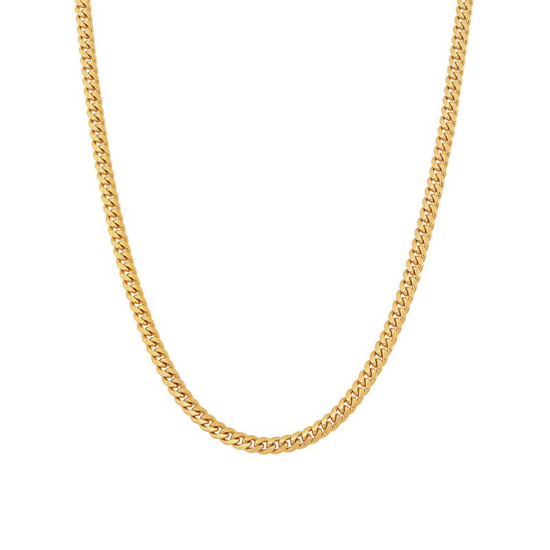Mens 18k Gold Over Silver 3.5 mm Curb Chain Necklace, Size: 22, Yellow