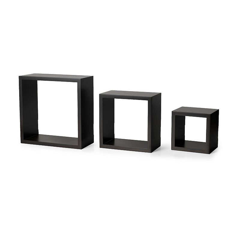 Melannco Floating Cube Wall Shelf 3-piece Set, Brown