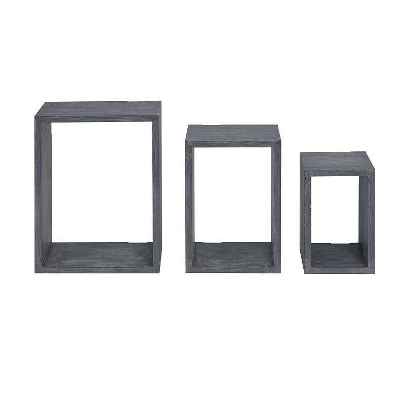 Melannco Rectangular Cube Wall Shelf 3-piece Set, Grey