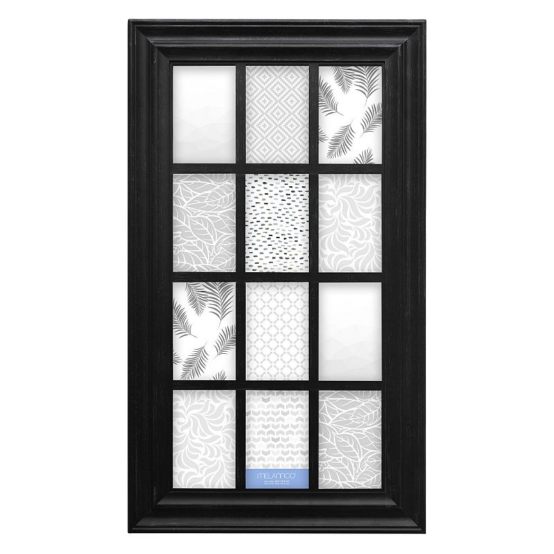 Melannco 12 Opening Dark Brown Window Wall Collage Frame, Black
