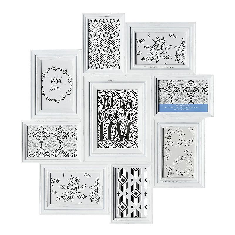 Melannco 9-Opening Distressed White Wall Collage Frame