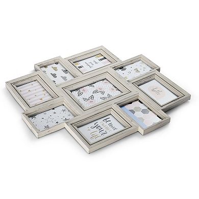 Melannco 9-Opening Distressed Cream Wall Collage Frame