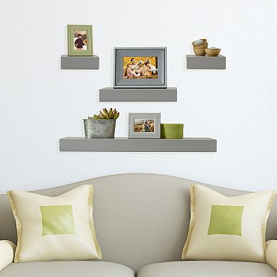 Melannco Gray Chunky Floating Wall Shelf 4-piece Set