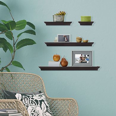 Melannco Espresso Floating Wall Shelf 4-piece Set