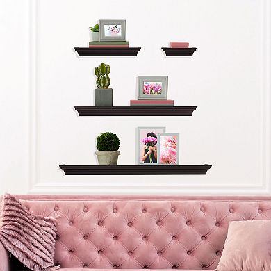 Melannco Espresso Floating Wall Shelf 4-piece Set