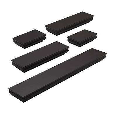 Melannco Floating Espresso Wall Shelf 5-piece Set