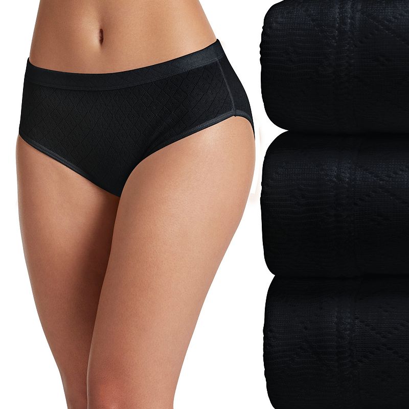 Women's Jockey® 3-pk. Elance Breathe Hipster Panty Set 1540, Size: 7, Black