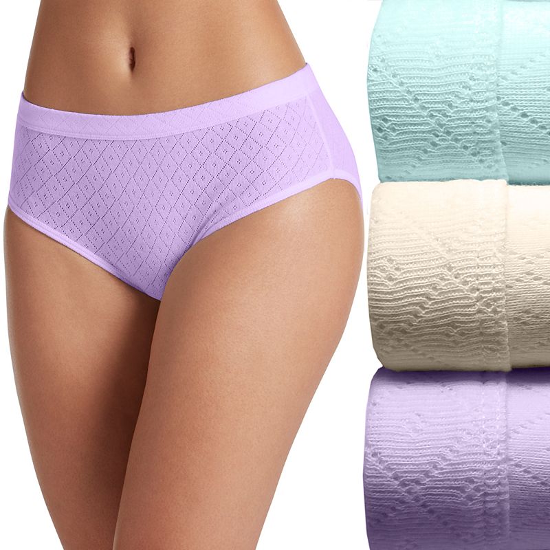 Women's Jockey® 3-pk. Elance Breathe Hipster Panty Set 1540, Size: 7, Purple Veil Asst