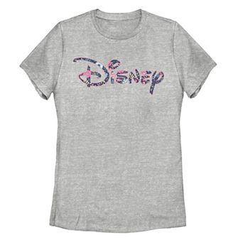 Disney Juniors' Floral Print Logo Tee