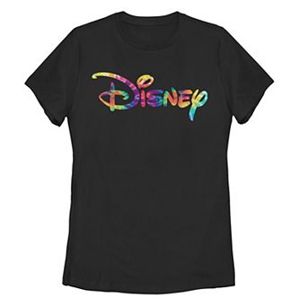 Disney Juniors' Rainbow Tie-Dye Chest Logo Tee