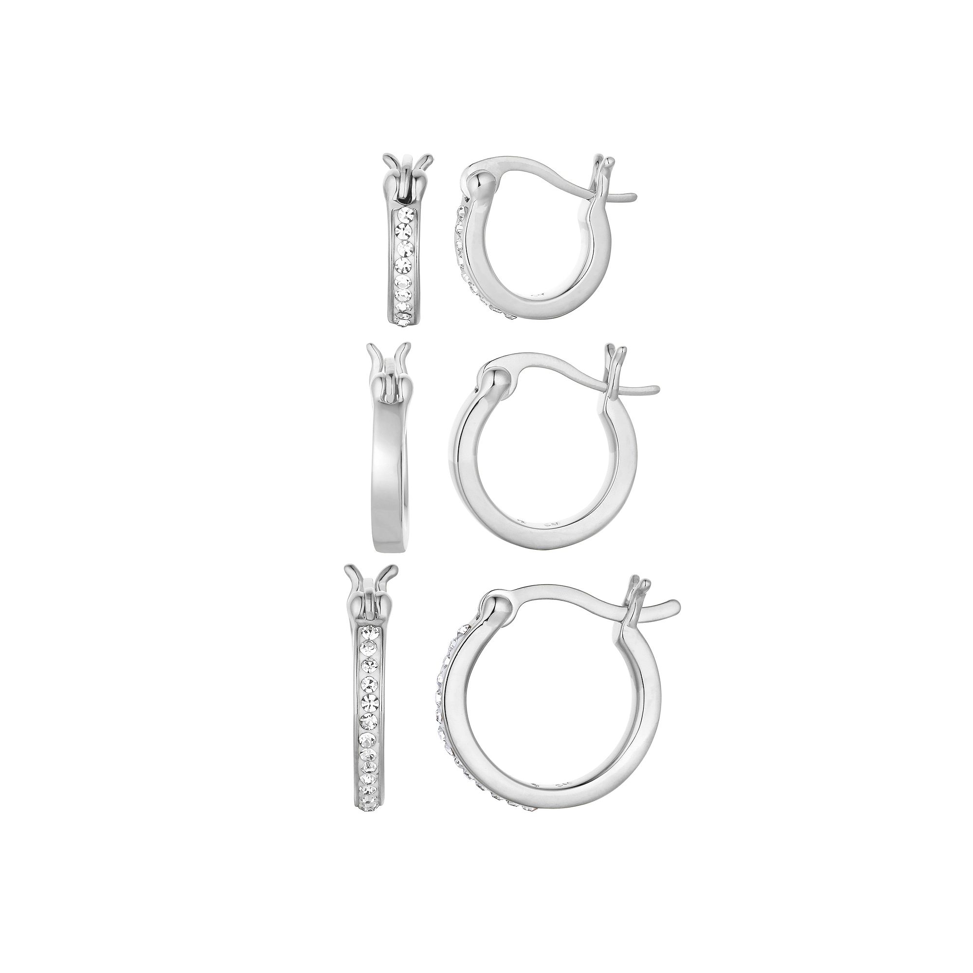 Chrystina Fine Silver Plated Simulated Crystal Hoop Earring Set, Womens, S