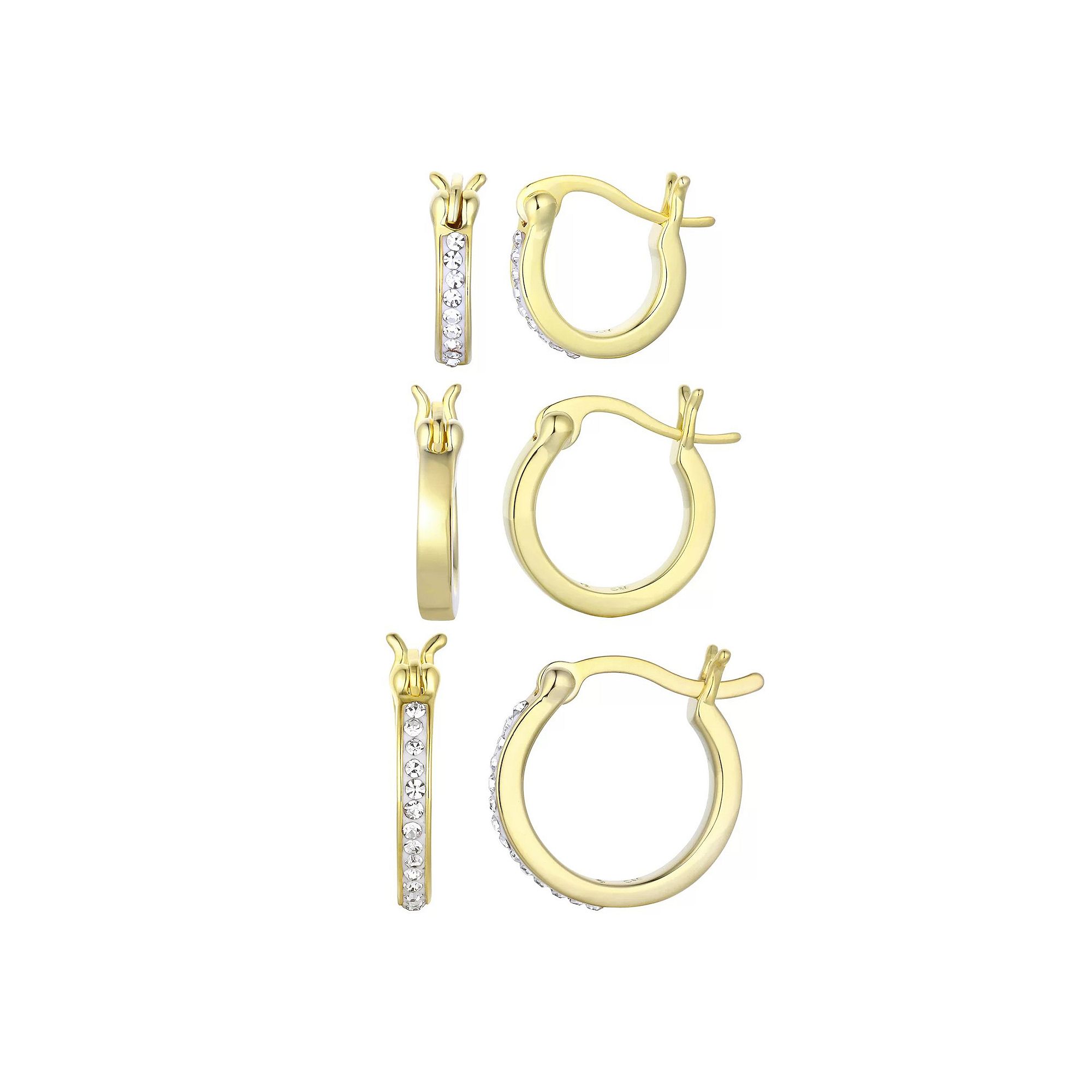 Chrystina 14k Gold Plated Simulated Crystal Hoop Earring Set, Womens, Gold