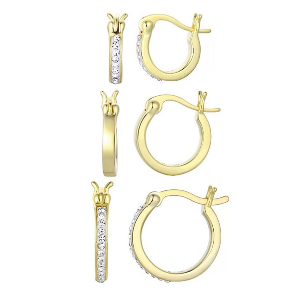 Chrystina 14k Gold Plated Simulated Crystal Hoop Earring Set Gold Tone BrickSeek