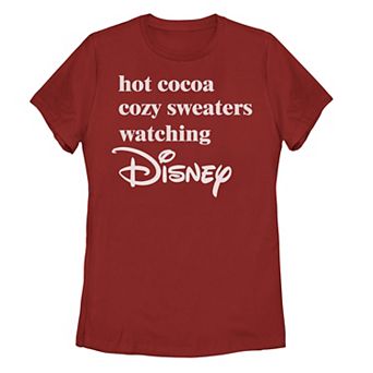Disney Juniors' Christmas Hot Cocoa Cozy Sweaters Watching Disney Tee