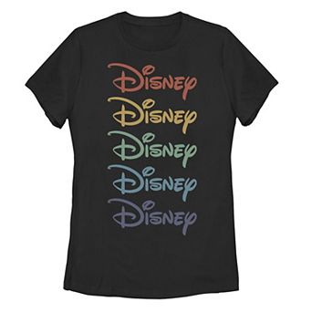 Disney Juniors' Stacked Rainbow Logo Tee