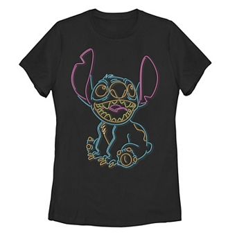 Disney's Lilo & Stitch Juniors' Neon Stitch Outline Tee