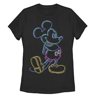 Disney's Mickey Mouse Juniors' Neon Outline Tee