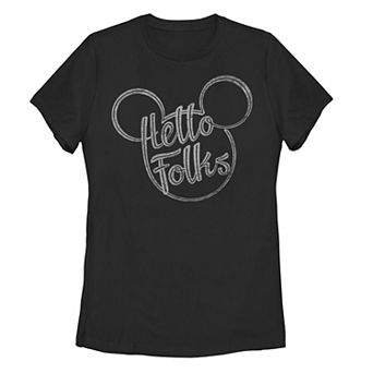 Disney's Mickey Mouse Juniors' Hello Folks Mickey Head Graphic Tee
