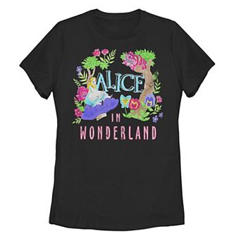 Juniors' Disney's Alice In Wonderland Neon Forest Graphic Tee