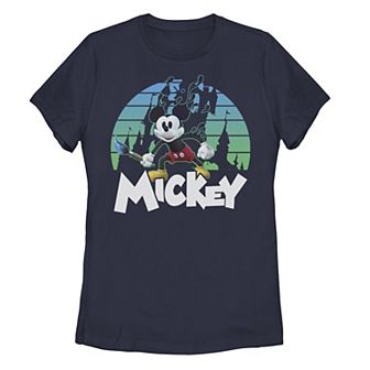 Juniors' Disney's Mickey Mouse Retro Sunset Graphic Tee