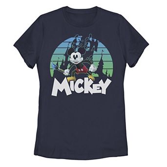 Juniors' Disney's Mickey Mouse Retro Sunset Graphic Tee