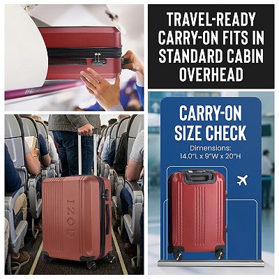 IZOD Zane Expandable Lightweight 3-Piece Hardside Spinner Luggage Set