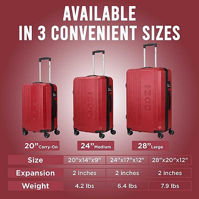 IZOD Zane Expandable Lightweight 3-Piece Hardside Spinner Luggage Set
