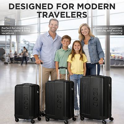 IZOD Zane Expandable Lightweight 3-Piece Hardside Spinner Luggage Set