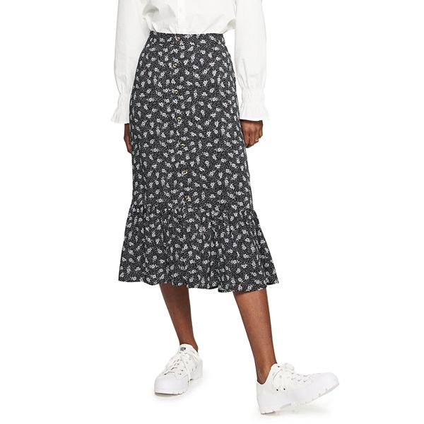 Juniors' SO® Button Down High Low Midi Skirt