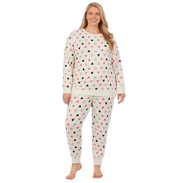 Plus Size Disney’s Mickey Mouse Long Sleeve Pajama Top & Banded Bottom ...