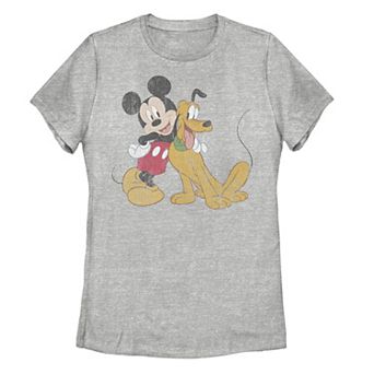 Juniors' Disney's Mickey Mouse & Pluto Classic Friends Graphic Tee