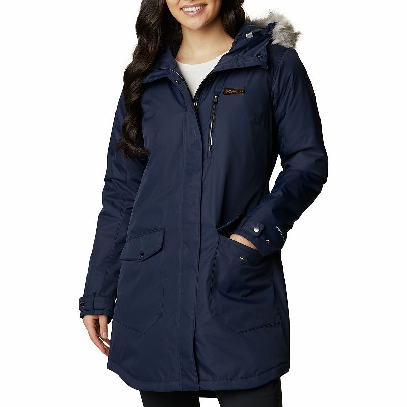 UPC 192290865671 product image for Women's Columbia Suttle Mountain Faux-Fur Hood Insulated Coat, Size: Large, Blue | upcitemdb.com
