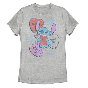 Juniors' Disney's Lilo & Stitch Valentine's Day Candy Hearts Graphic Tee