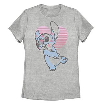 Juniors' Disney's Lilo & Stitch Valentine's Day Stitch Kisses Graphic Tee