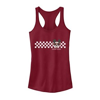 Juniors' Disney's Mickey Mouse Checkerboard Stripe Tank Top